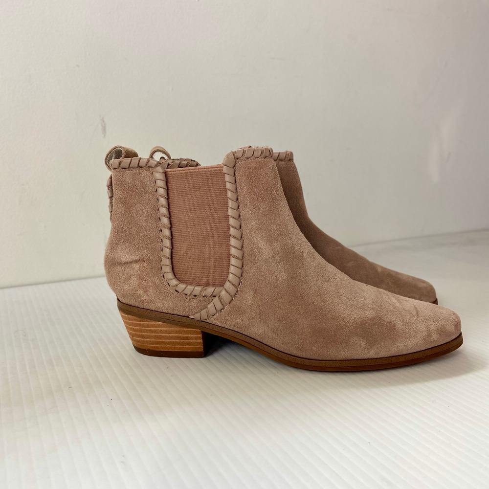 Jack Rogers Poppy Taupe Suede Leather Chelsea Ankle Boots Womens 7M